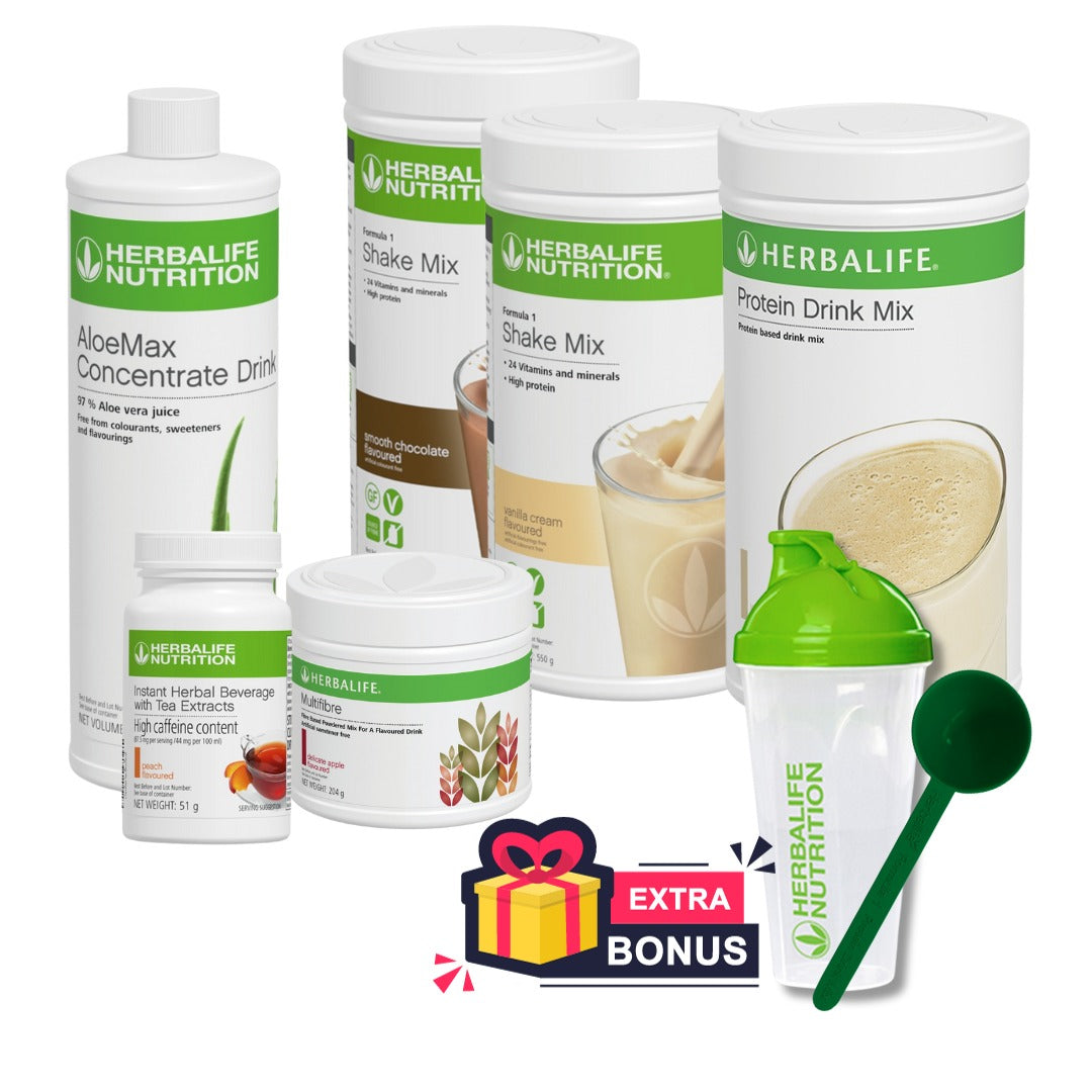 Herbalife Impact Pack – Double Shake, Tea, Aloe, Multifibre, Protein Drink Mix